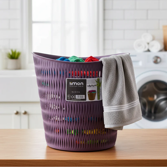 Round Bamboo Laundry Basket with Handles