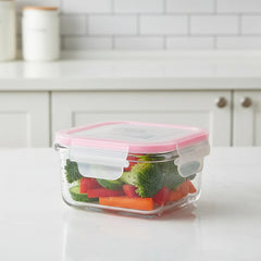 440ML Square Glass Container with Lid
