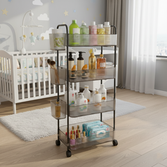 4-Tier Acrylic Utility Rolling Trolley