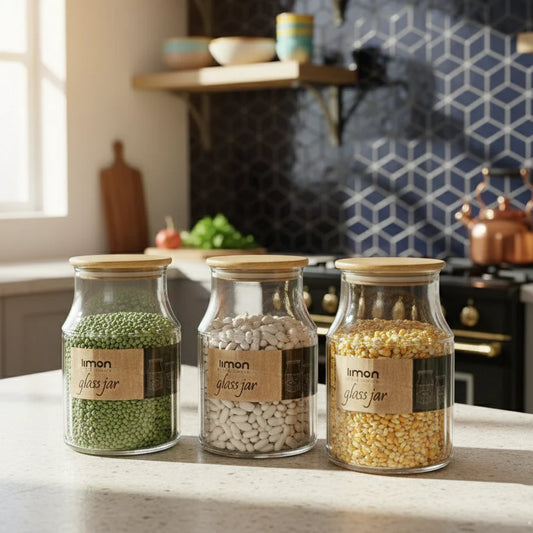 3-Pcs 1200ml Home Made Glass Jars Set with Airight Lids