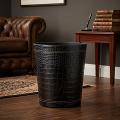 Elegant Crocodile-Textured Leather Dustbins