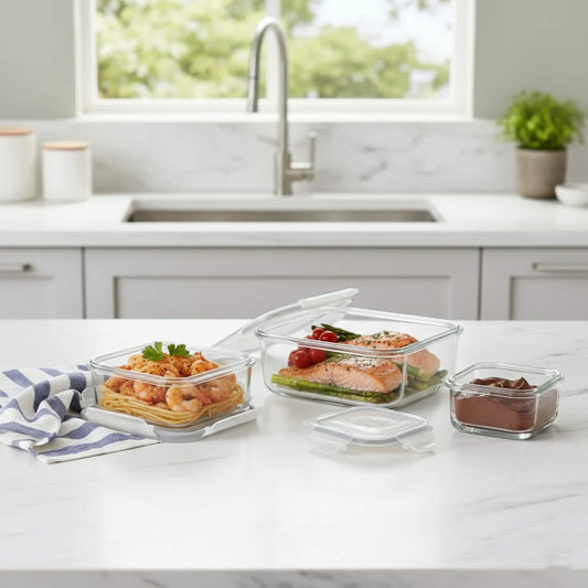 3‑Pcs Premium Square Glass Storage Set with Lids