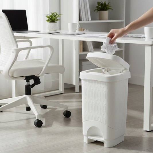 18L Bamboo-Style Dustbin with Pedal