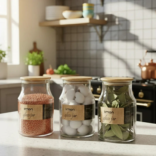 3-Pcs 1200ml Home Made Glass Jars Set with Airight Lids