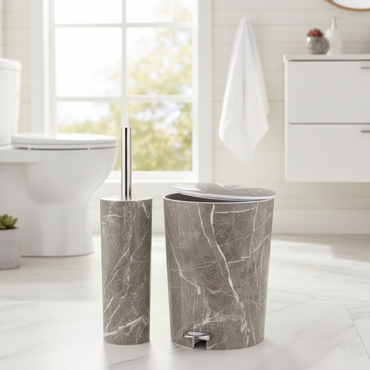 MarblePrint Dustbin & Brush Set
