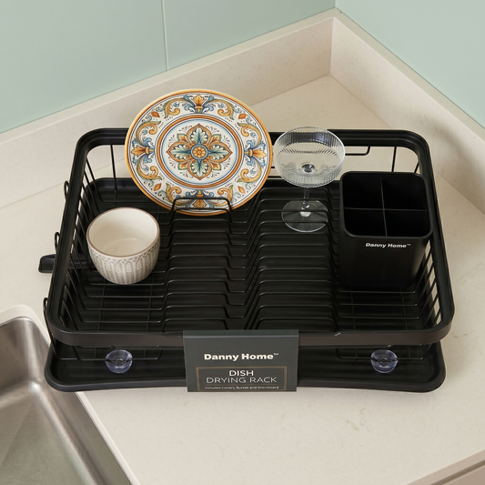 Danny Home Stainless Steel Dish Rack with Utensil Holder