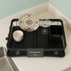 Danny Home Stainless Steel Dish Rack with Utensil Holder