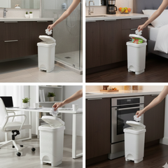 18L Bamboo-Style Dustbin with Pedal
