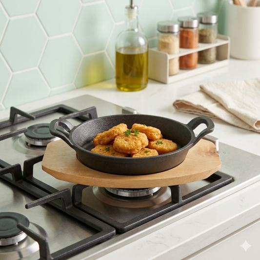 Iron Sizzling Pan with Bamboo Base