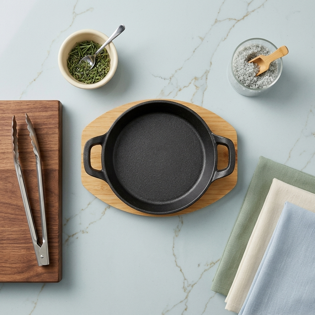 Iron Sizzling Pan with Bamboo Base