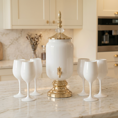 Fancy Glass Juice Dispenser & Glass Set 7 Pcs