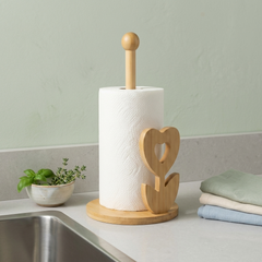 Bamboo Wood Tissue Holder Vertical Roll Pole Paper Towel