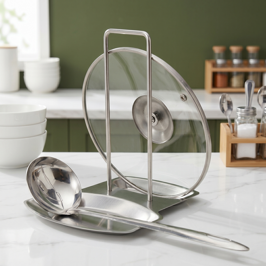 Lid and Spoon Rest Stand Stainless Steel