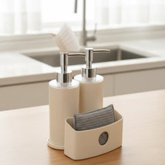 Twin Liquid Dispenser with Sponge Holder & Brush