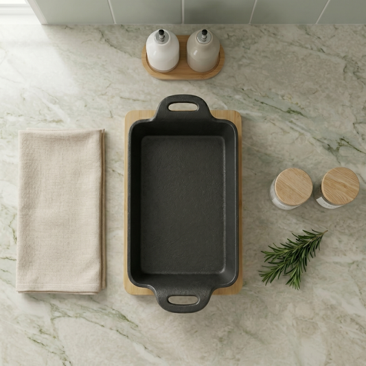 Iron Sizzling Pan with Bamboo Base