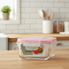 440ML Square Glass Container with Lid