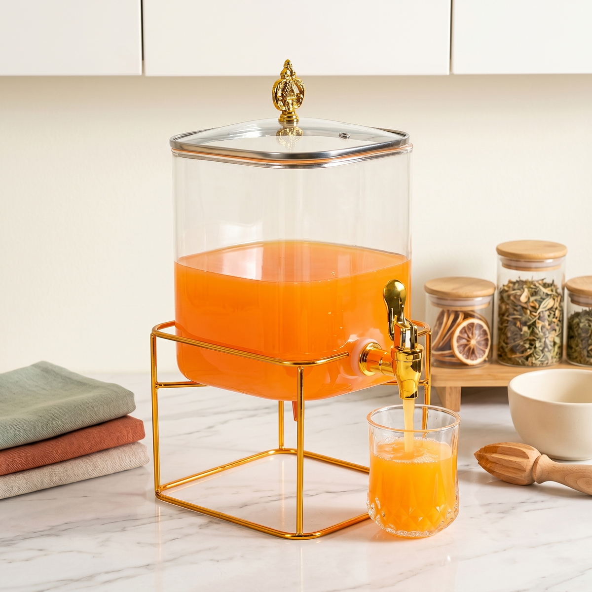 Royale Flow Glass Juice Dispenser