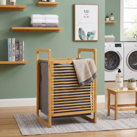 Portable Bamboo Laundry Basket