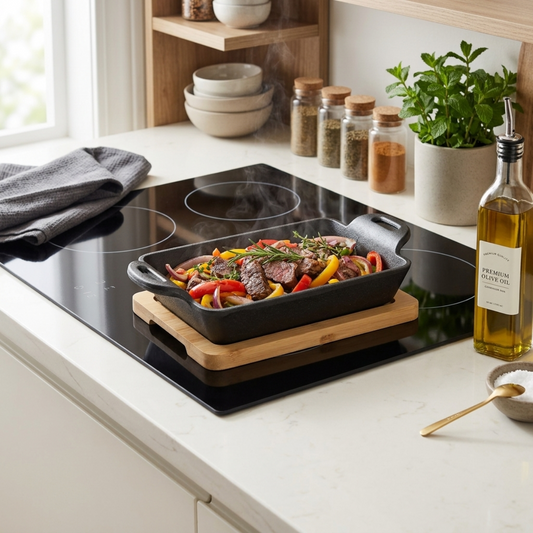 Iron Sizzling Pan with Bamboo Base