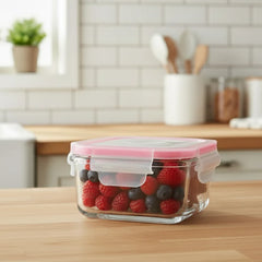 440ML Square Glass Container with Lid