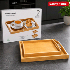 Danny Home Bamboo Tea Serving Tray Set – 2Pcs