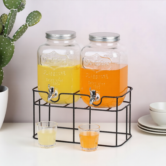 Metal Stand Double Tank Beverage Dispenser