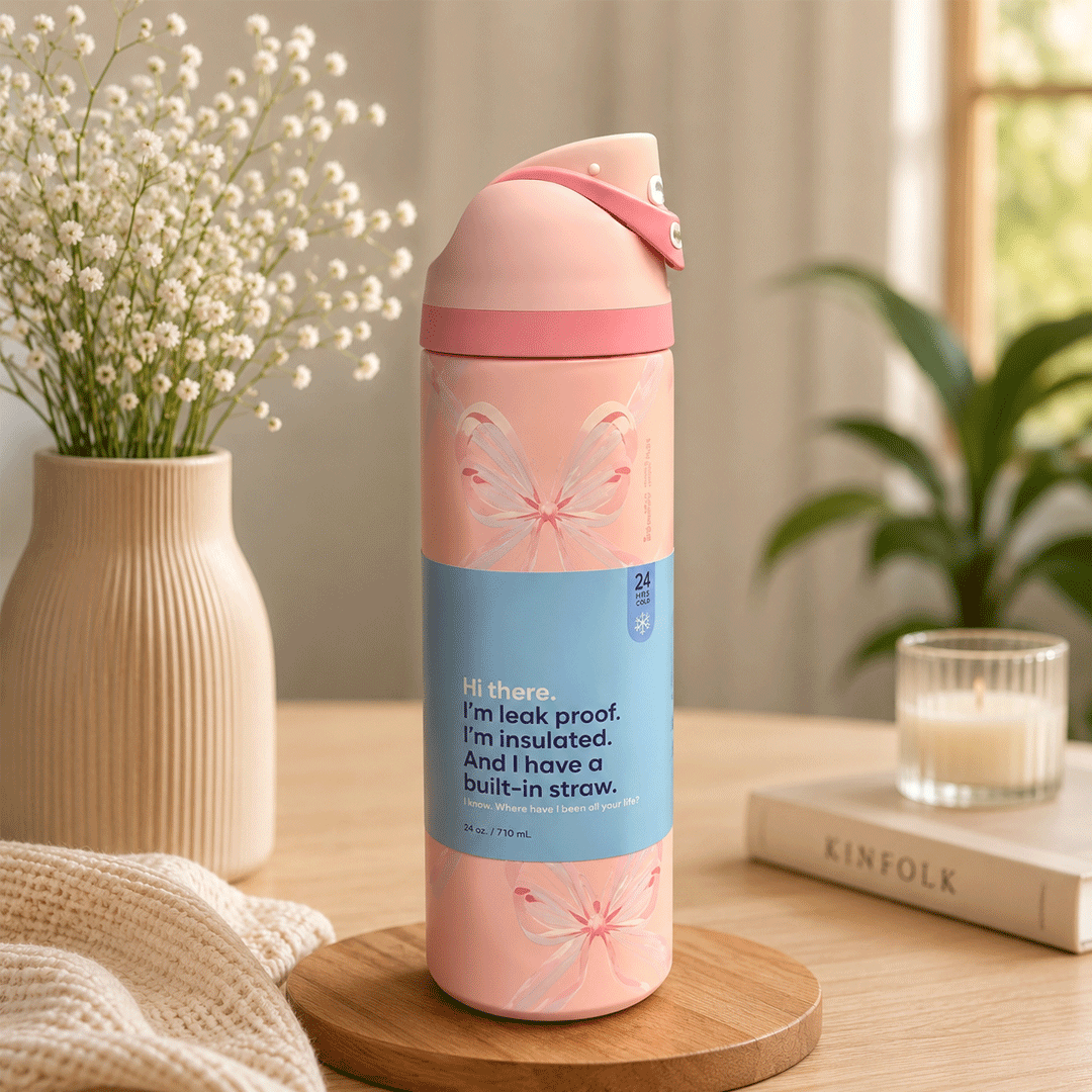 Owala FreeSip Water Bottle 24oz – Pink Bow