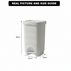 18L Bamboo-Style Dustbin with Pedal