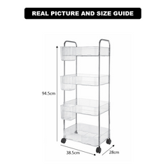 4-Tier Acrylic Utility Rolling Trolley