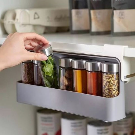 Under Shelf Spice Rack Drawer Spice Rack With 6 Seasoning Bottles