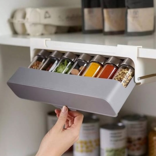 Under Shelf Spice Rack Drawer Spice Rack With 6 Seasoning Bottles