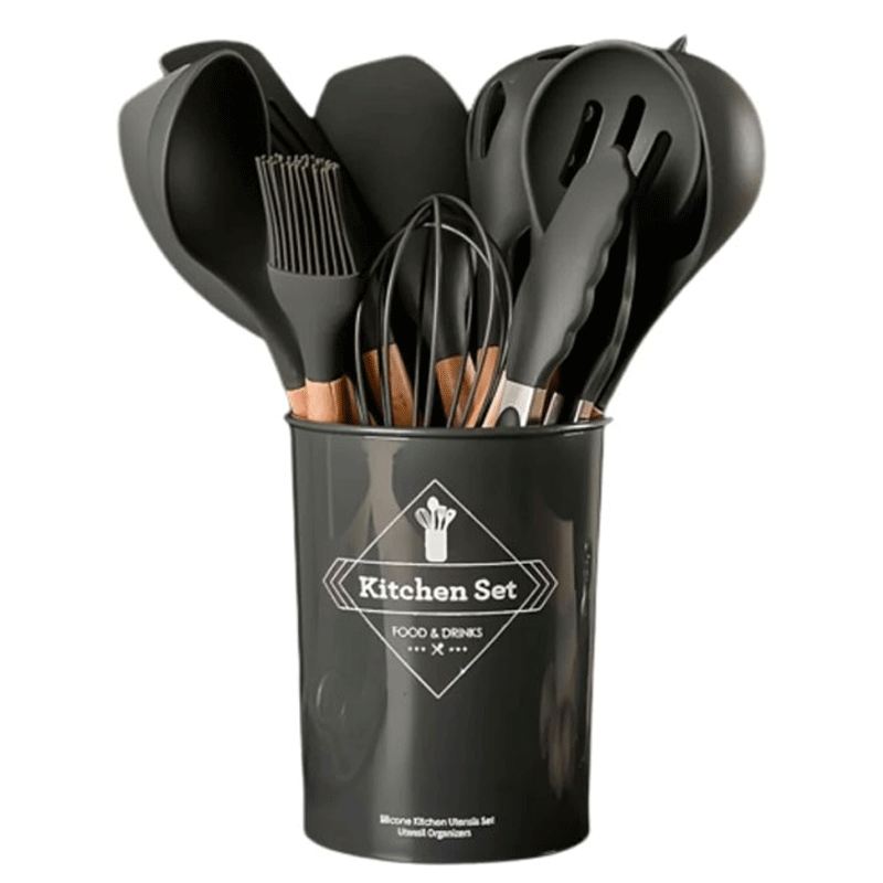 New 12Pcs Kitchen Spoons Set With Wooden Handle