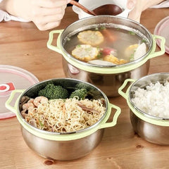 3 Pcs Stainless Steel Storage Bowl Set with Handle