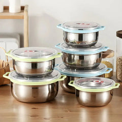 3 Pcs Stainless Steel Storage Bowl Set with Handle