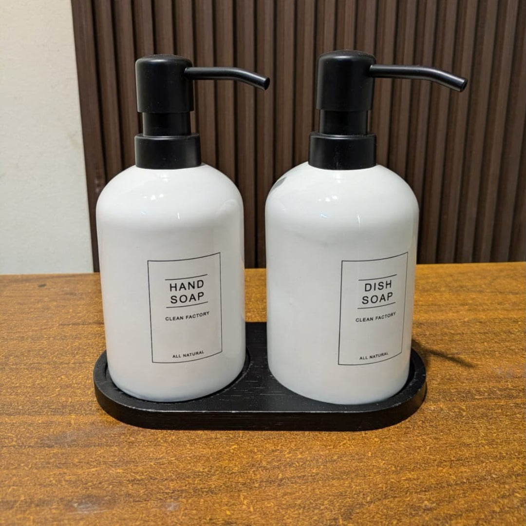 Modern Design Soap Dispenser Set with Wooden Base – BP-15