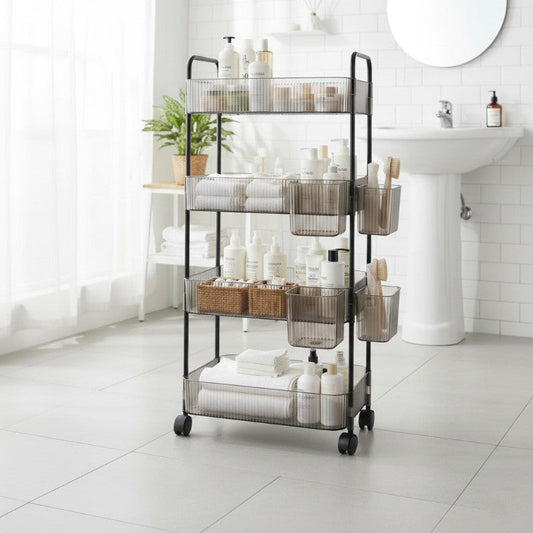 4-Tier Acrylic Utility Rolling Trolley