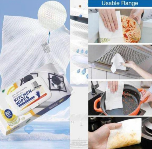 80 Pcs Kitchen Cleaning Wipes Lemon Scent – Effective Cleaning & Removing Grease & Stains