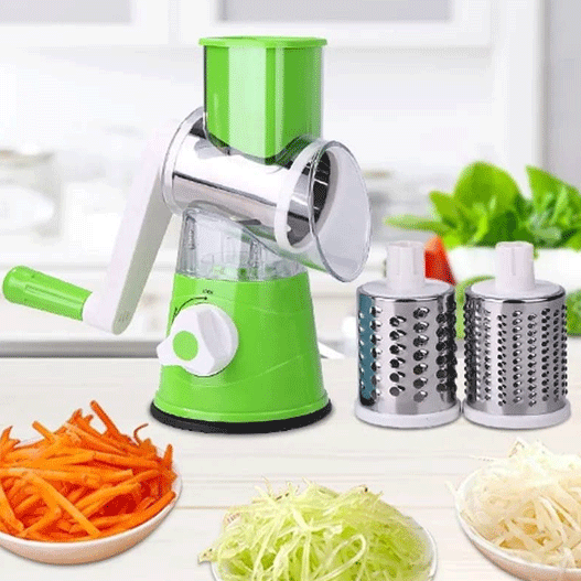 Vegetable Cutter Multifunctional Vegetable Slicer Drum Slicer for Kitchen Manual Hand Crank Vegetable Cutter, 3 in 1 Rotary Cheese Grater Slicer