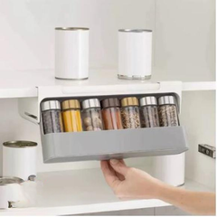 Under Shelf Spice Rack Drawer Spice Rack With 6 Seasoning Bottles